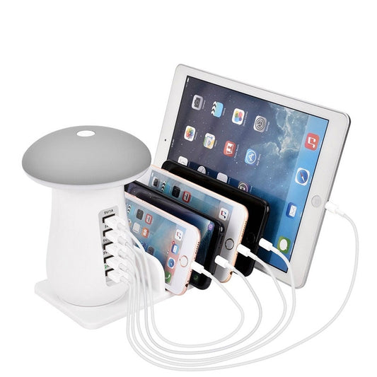 Multiple USB Phone Charger Mushroom Night Lamp Charging Station Dock QC 3.0 Quick Charger for Mobile Phone and Tablet