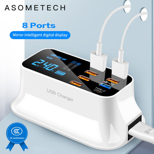 8 Ports Quick Charge 3.0 Led Display USB Charger For Android iPhone Adapter Phone Tablet Fast Charger For all phones